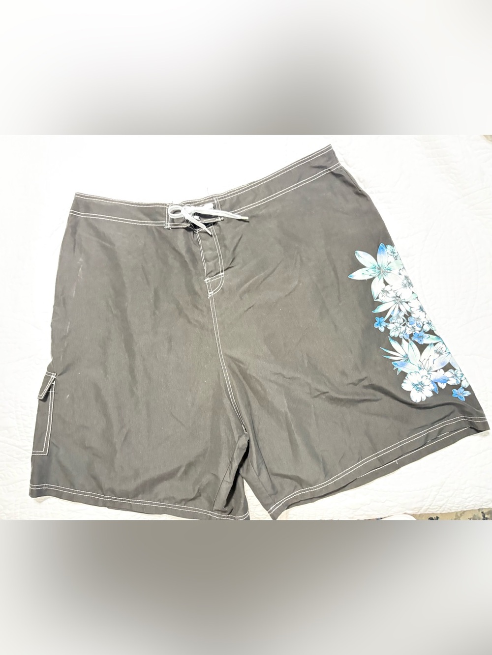 Plus Size Swimsuits For All Women’s Black Floral Print Board Swim Shorts